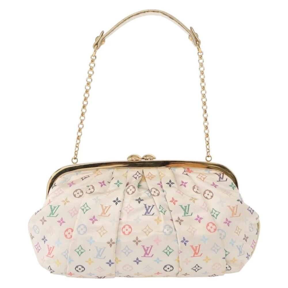 Louis Vuitton Multicolor Satin Omoniere Pouch White